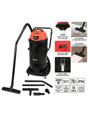 ASPIRADORA SECO-HÚMEDO, 2400 W. 180 MBAR, CAPACIDAD 70 LITROS