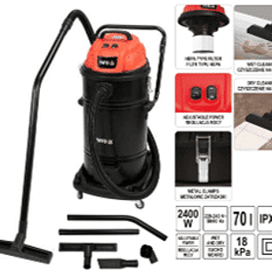 ASPIRADORA SECO-HÚMEDO, 2400 W. 180 MBAR, CAPACIDAD 70 LITROS