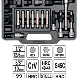 Juego de dados y puntas para alternador (22 piezas)