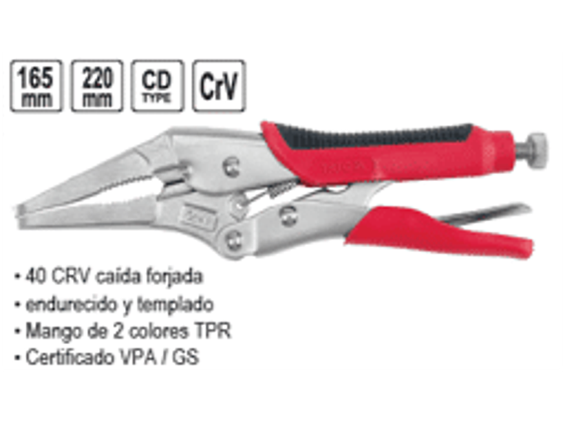 Alicate tipo caimán con punta 165mmL