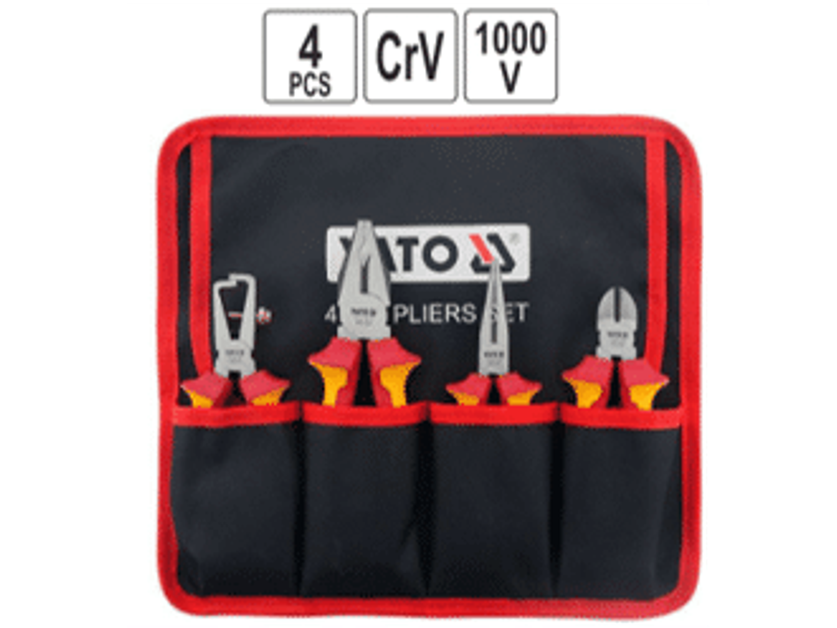 Estuche con alicates aislados, 1000 Volts. 4pzas.