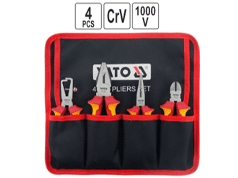 Estuche con alicates aislados, 1000 Volts. 4pzas.