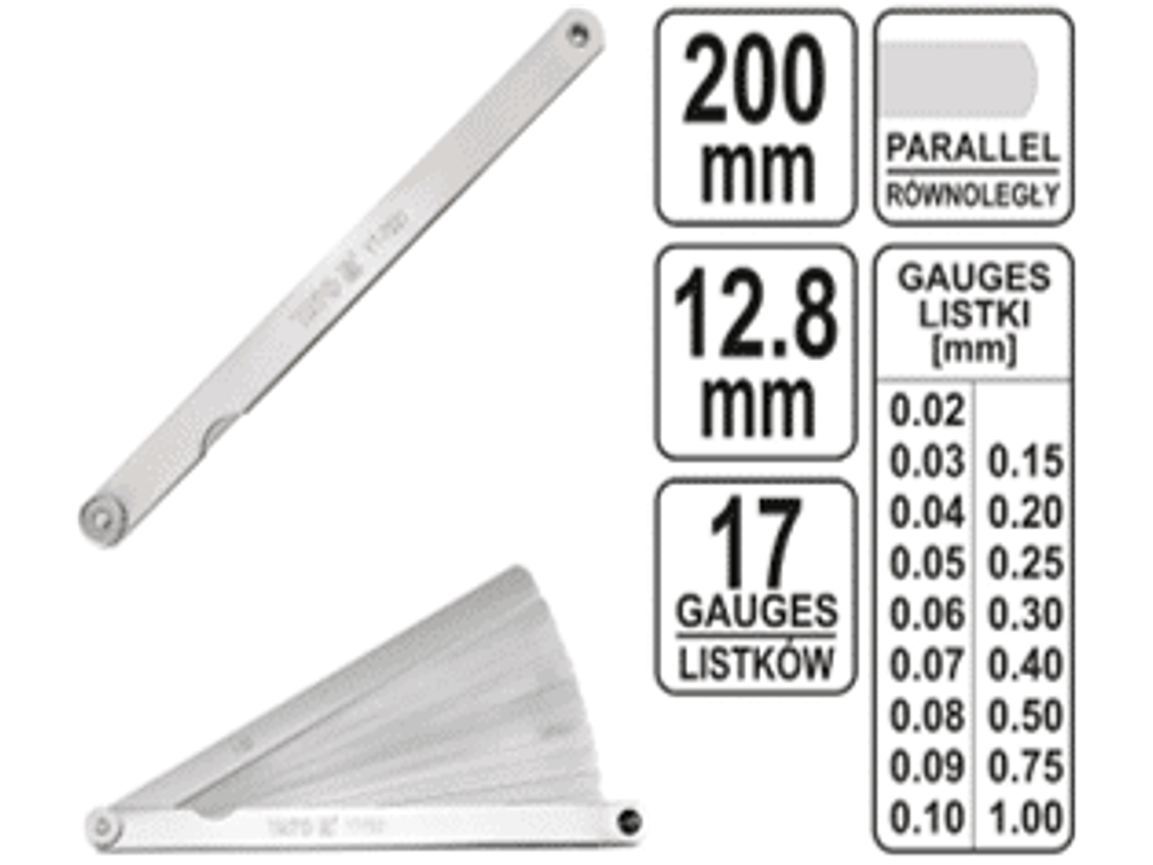 Feeler métrico de 17 hojas, 0