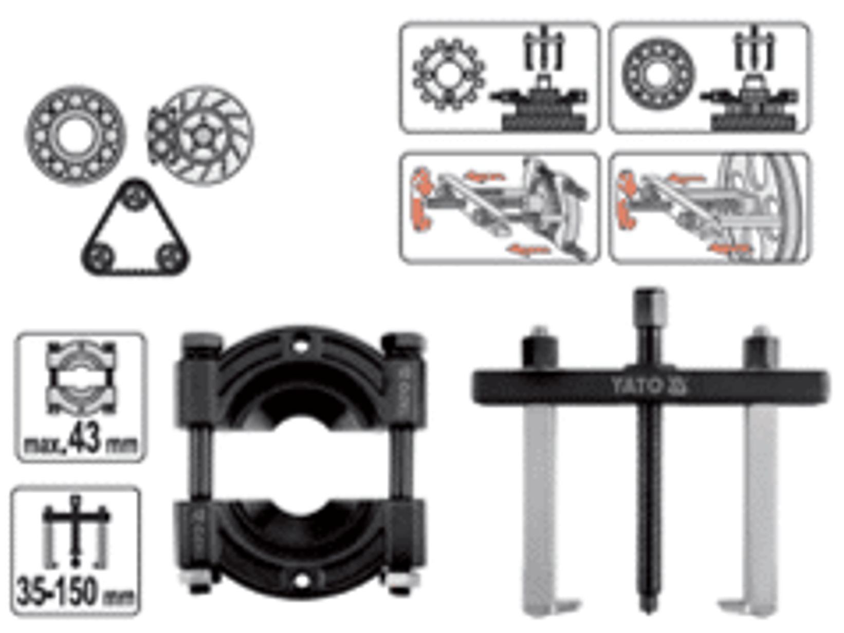 Set saca rodamientos , máximo 43 mm (35-150 mm