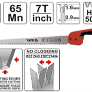 Serrucho punta. 300 mm. Disposición de dientes que evita el atasco