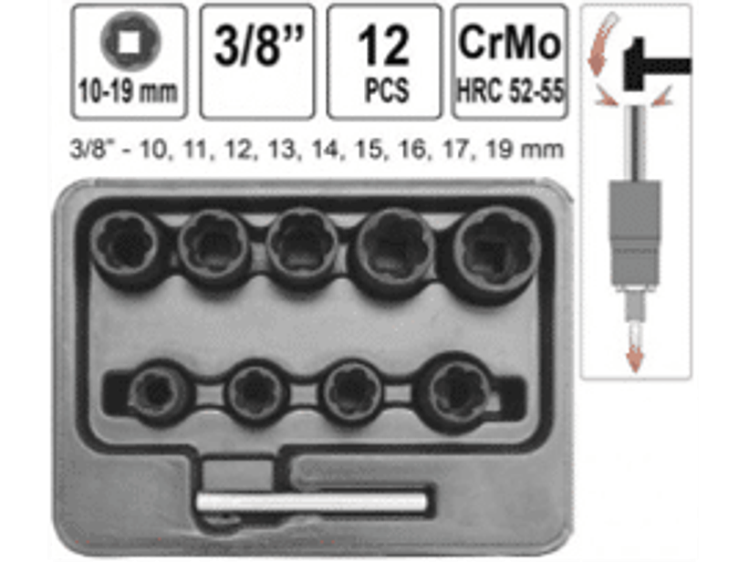 Jgo. Extractores cuadrante de 3/8