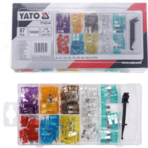 Display de 97 piezas: 96 fusibles estándar + gancho Tipo fusible: Fusible conector plano estándar Intensidad de corriente [A]: 3 (x12), 5 (x12), 7