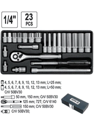 Juego de dados cortos y largos de 1/4