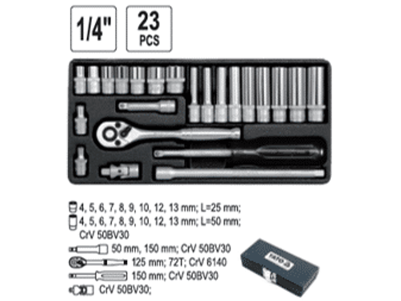 Juego de dados cortos y largos de 1/4