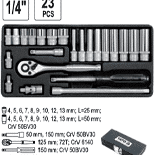 Juego de dados cortos y largos de 1/4