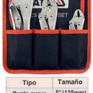 Juego de 3 alicates tipo caimán curvos de 5