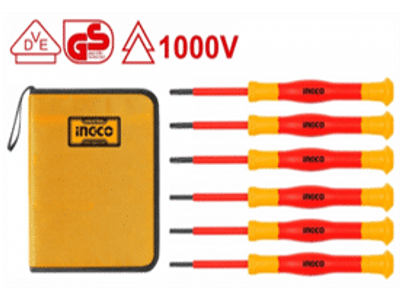 JUEGO DE DESTORNILLADOR DE PRECISION AISLADOS 1000V, 6 PIEZAS