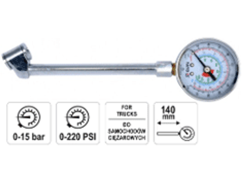 Manómetro para camión 0-220 PSI