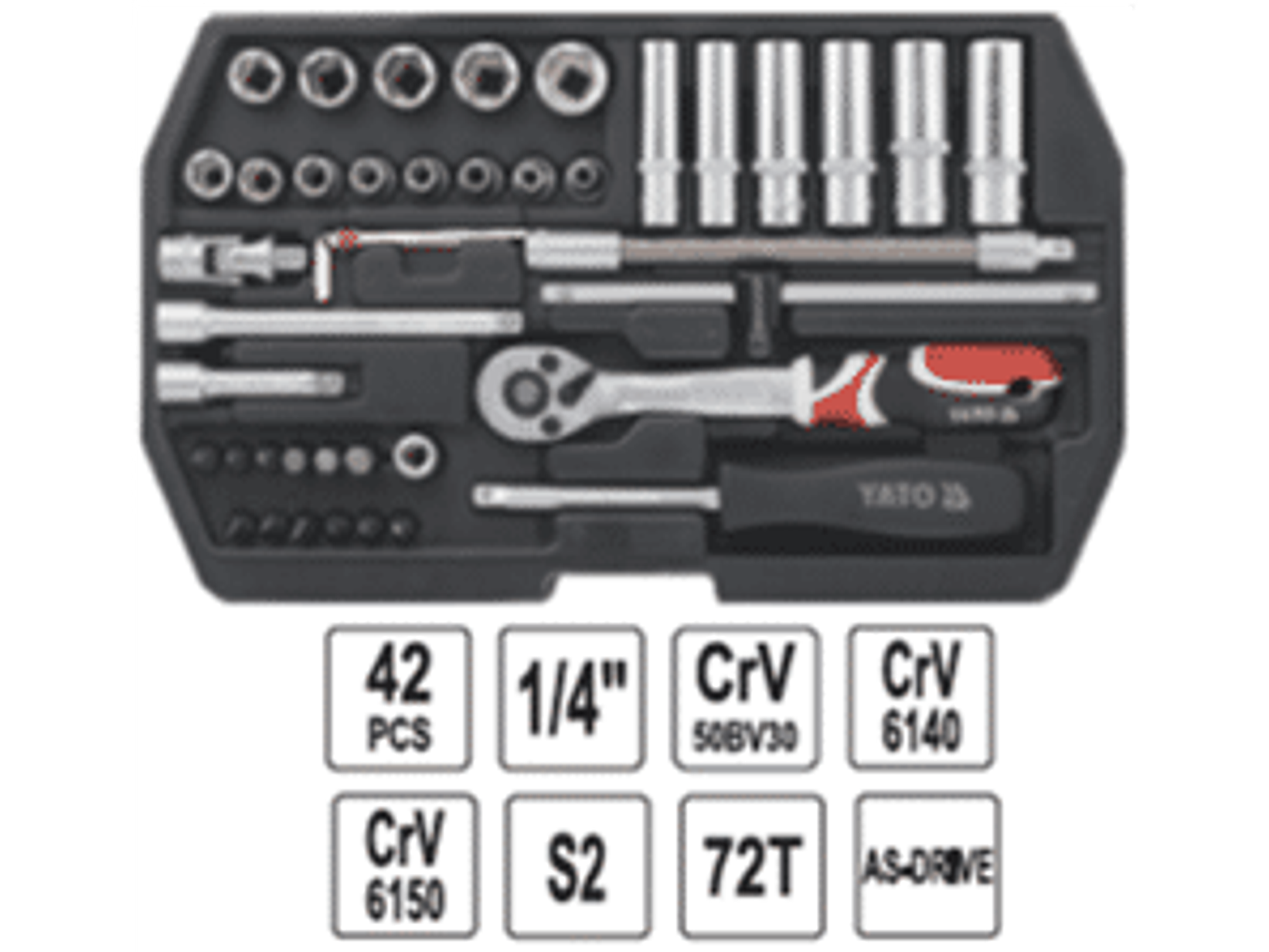 Juego de dados 1/4” 42 piezas.