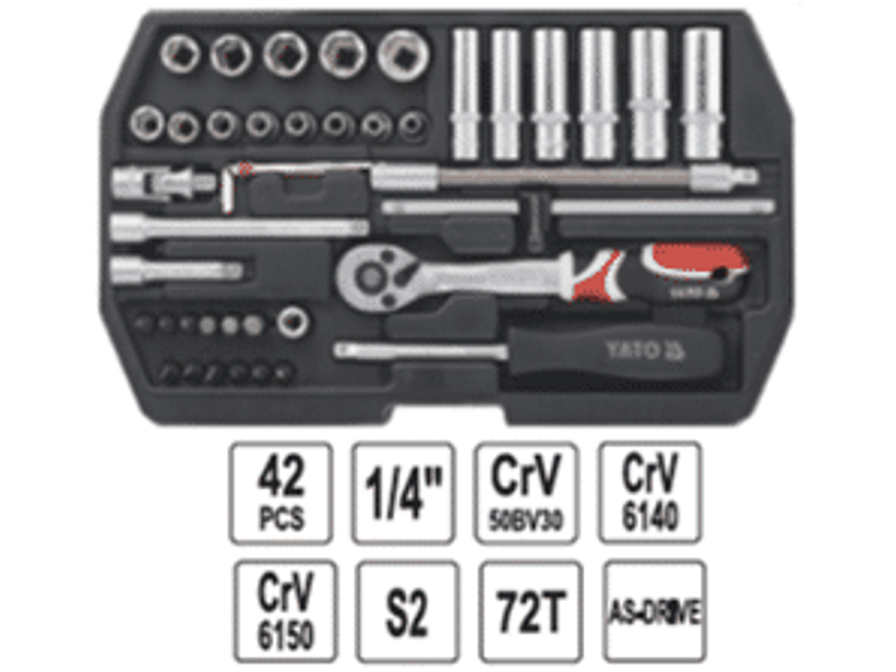 Juego de dados 1/4” 42 piezas.