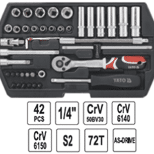 Juego de dados 1/4” 42 piezas.