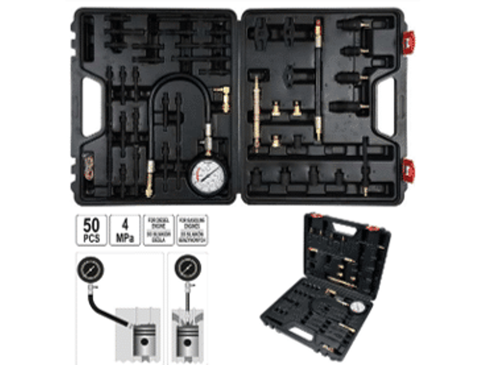 Compresímetro para motores diesel y gasolina. 50 piezas