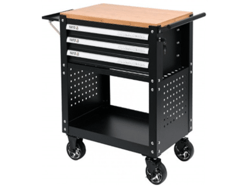 Carro de servicio metálico con 3 bandejas