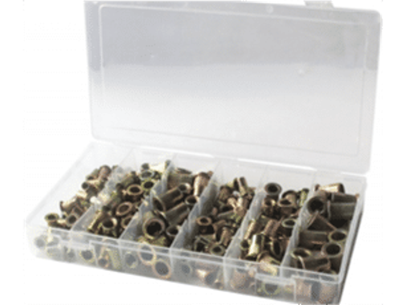 Juego de tuercas remachables de acero  M3 x 9mm - 40pc M4 x 11mm - 35pc M5 x 13mm - 25pc M6 x 15mm - 25pc M8 x 18mm - 15pc M10 x 21mm - 10pc