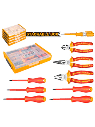 JUEGO DE 9 HERRAMIENTAS AISLADAS 1000V INDUSTRIAL CERTIFICACIONES CP08, IEC60900, VDE, GS