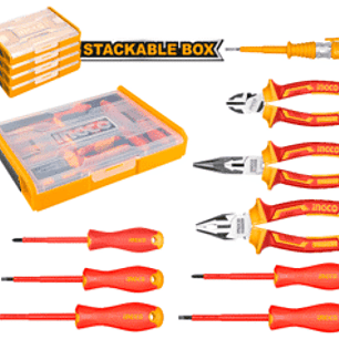 JUEGO DE 9 HERRAMIENTAS AISLADAS 1000V INDUSTRIAL CERTIFICACIONES CP08, IEC60900, VDE, GS