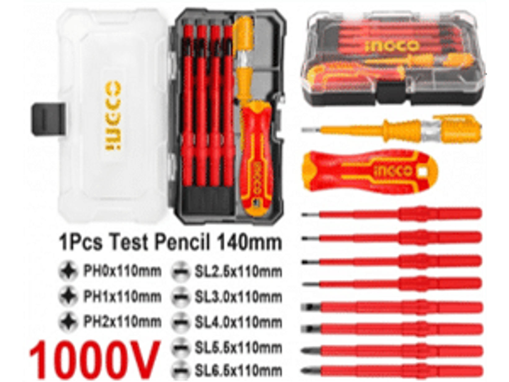 Juego de destornilladores 1000v aislados. Intercambiables 10 piezas.