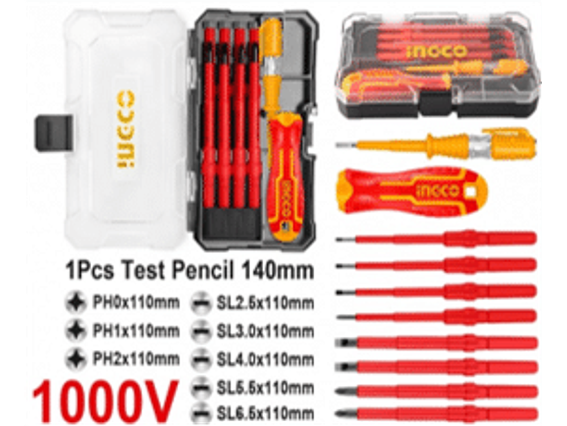 Juego de destornilladores 1000v aislados. Intercambiables 10 piezas.