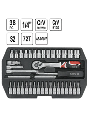 Juego de dados 1/4” 38 piezas.