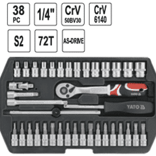 Juego de dados 1/4” 38 piezas.