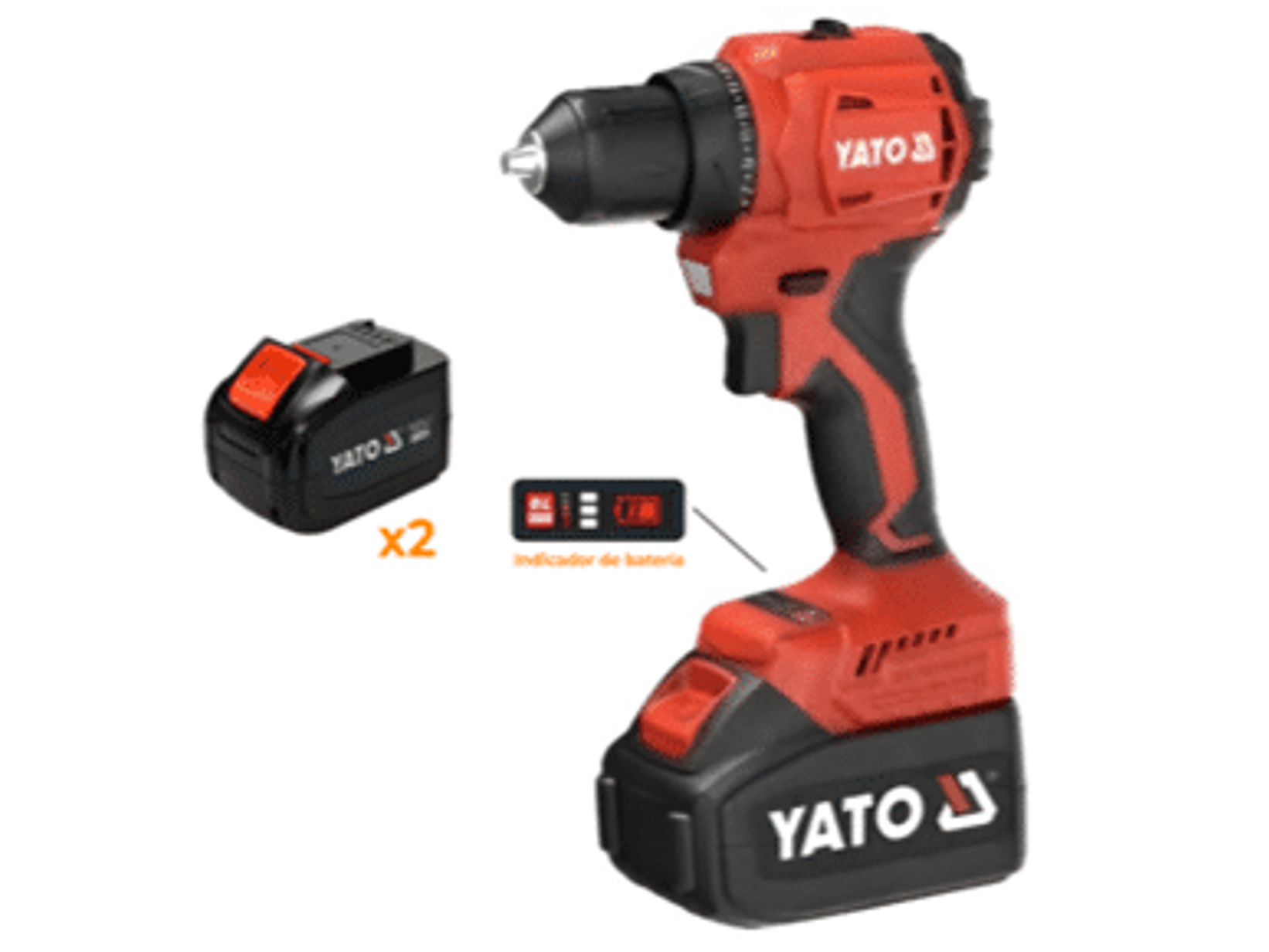 Taladro Inalámbrico, sin carbones, 45Nm 18V +2 Baterías 2AH + Cargador + Bolsa de Tela