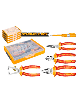 JUEGO DE 5 HERRAMIENTAS AISLADAS  Caja plástica Alicate universal 7