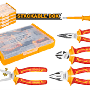 JUEGO DE 5 HERRAMIENTAS AISLADAS  Caja plástica Alicate universal 7