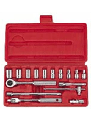 Juego de dados 1/4” en pulgadas, 16 piezas
