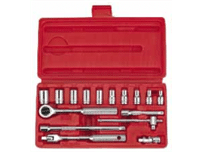 Juego de dados 1/4” en pulgadas, 16 piezas