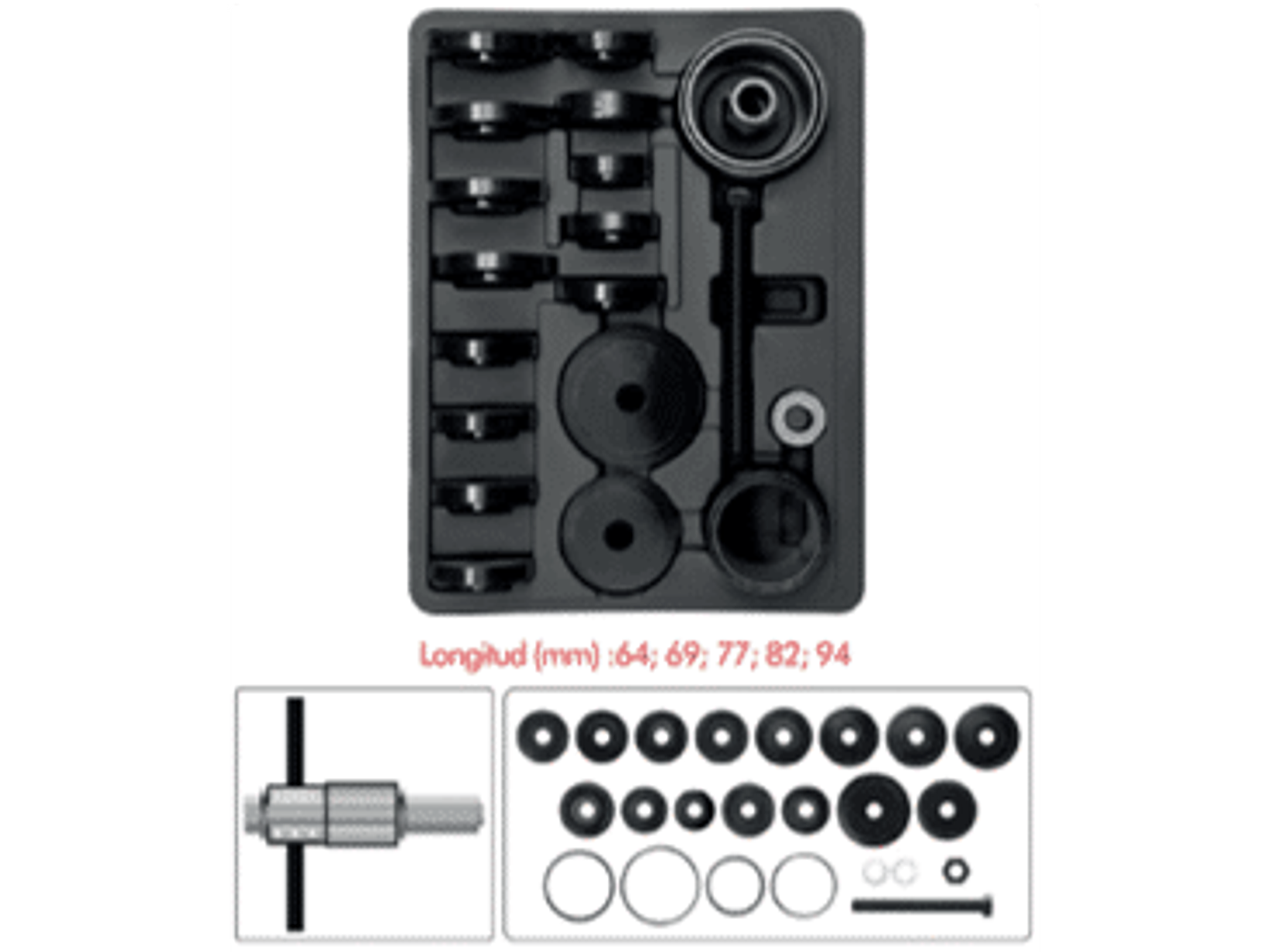 Juego para extraer rodamientos delanteros 23 piezas