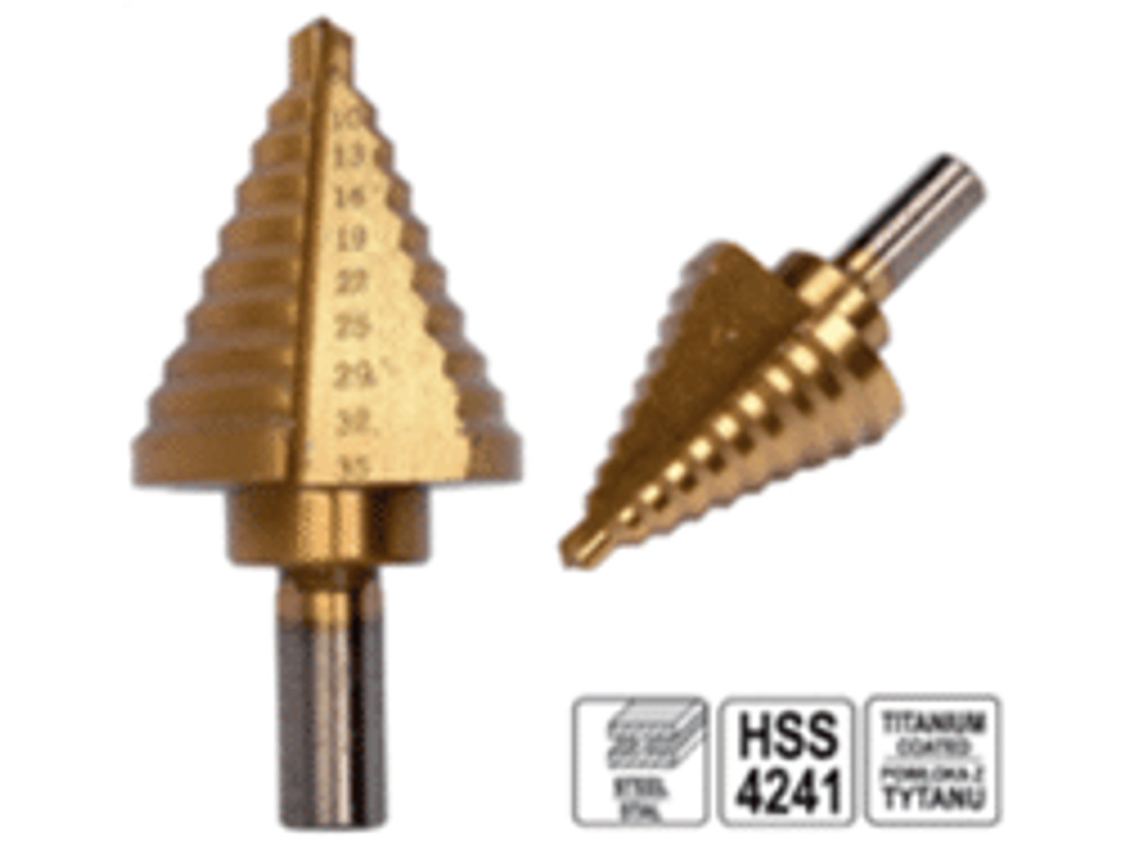 Broca escalonada HSS 10-20-21-22-23-24-25-26-27-28-29-30 mm