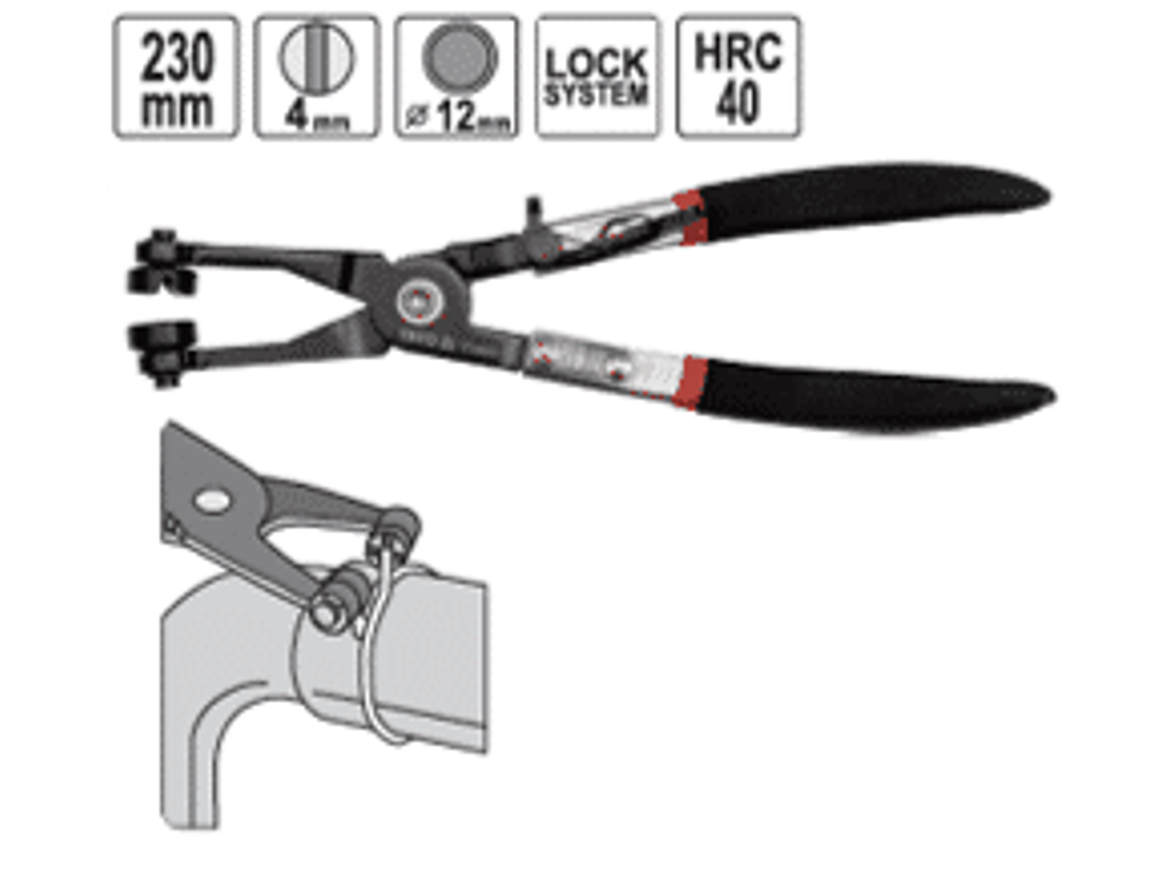 Alicate saca abrazaderas de manguera 230 mm