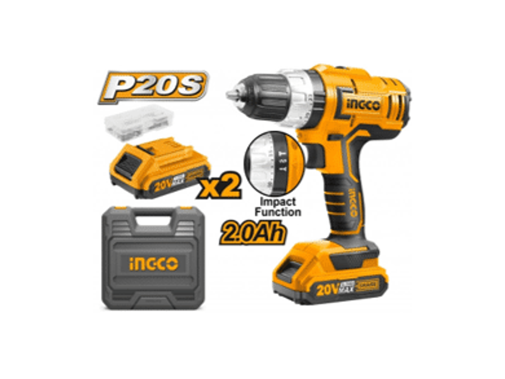 TALADRO PERCUTOR INALAMBRICO 20V C/CARGADOR Y DOS BATERIAS