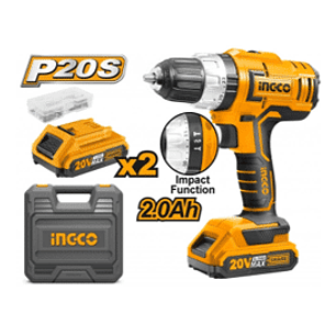 TALADRO PERCUTOR INALAMBRICO 20V C/CARGADOR Y DOS BATERIAS