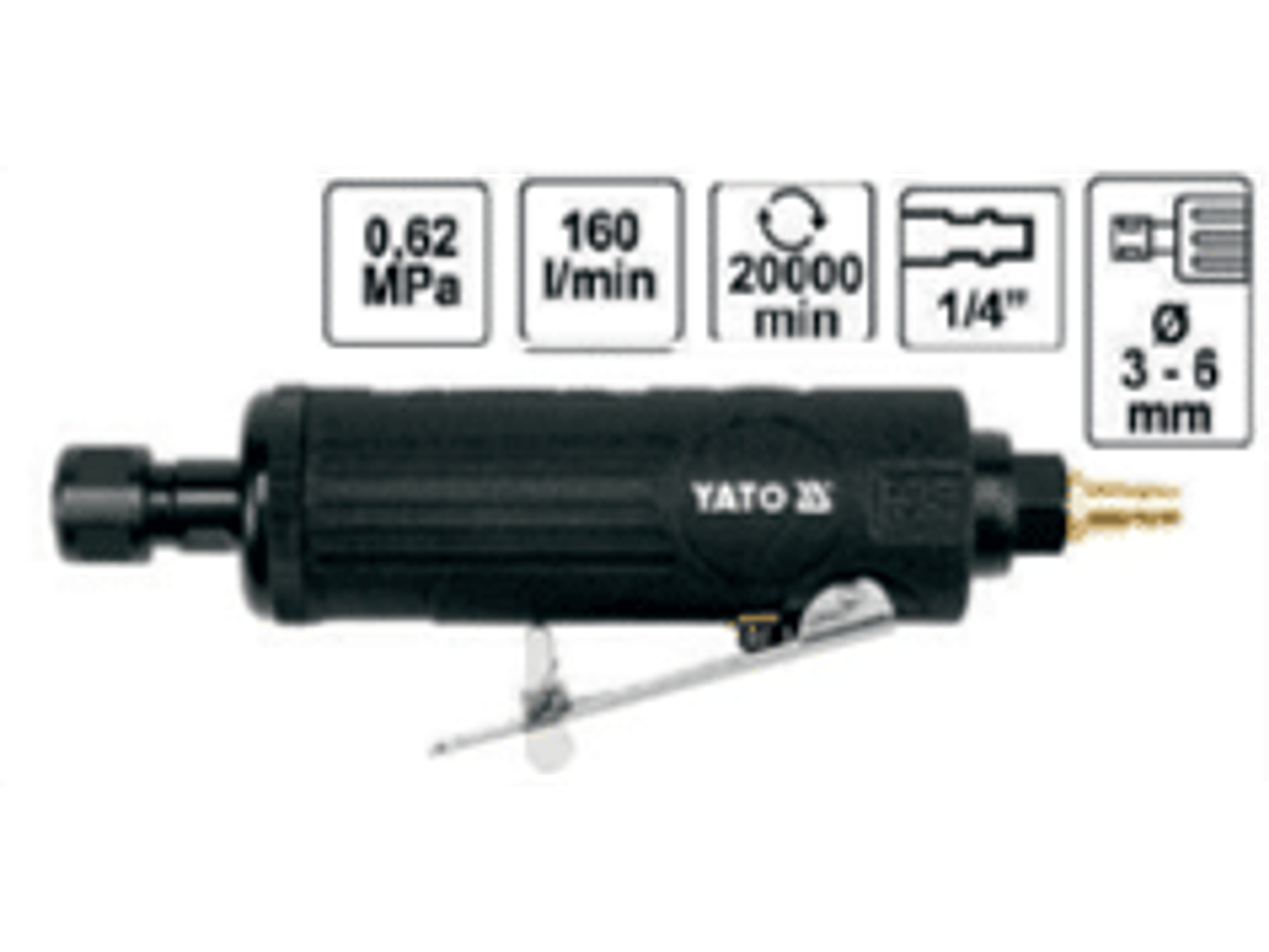 RECTIFICADOR NEUMATICO STANDARD DE 20000 RPM, PINZA DE 1/4