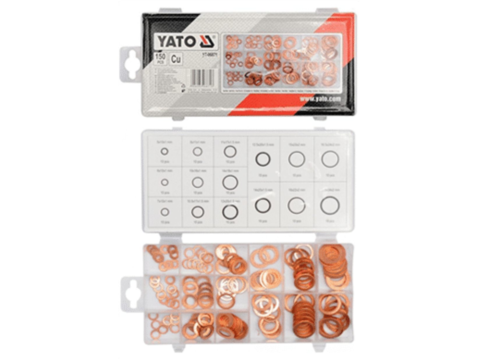 Display surtido de golillas planas de cobre 150 unidades