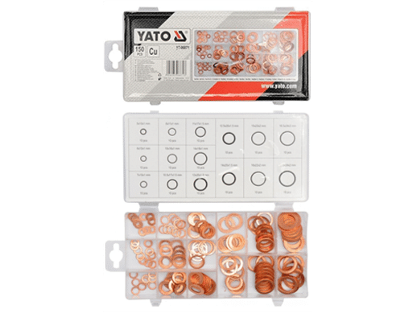 Display surtido de golillas planas de cobre 150 unidades