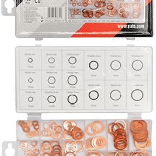 Display surtido de golillas planas de cobre 150 unidades