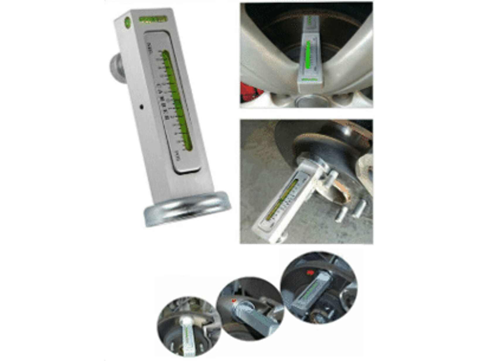 Herramienta magnética para calibrar angulos de camber y caster en ruedas de vehículos