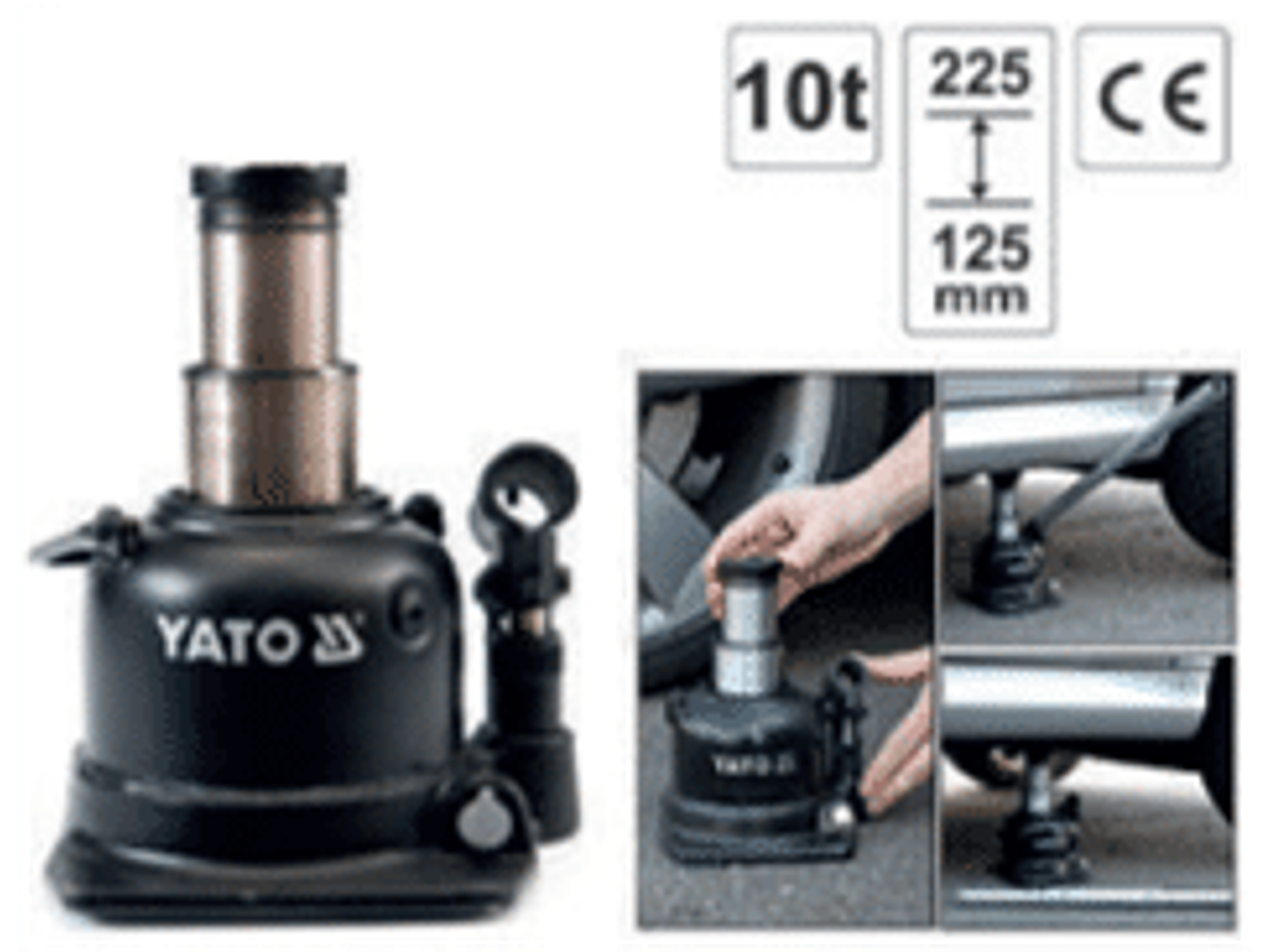 Gata botella baja 10 toneladas con doble cilindro (telescópico)