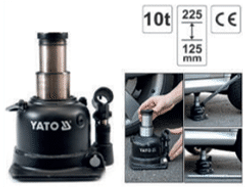 Gata botella baja 10 toneladas con doble cilindro (telescópico)
