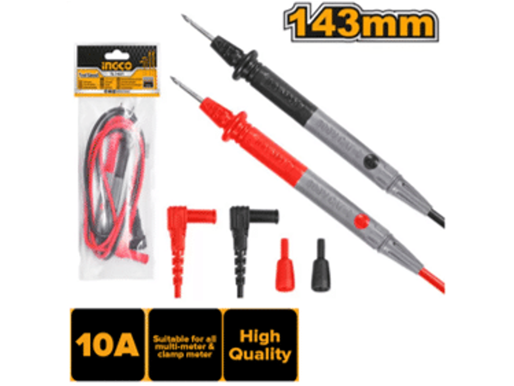 Puntas De Medición Multímetro Tester Compatible con multímetros y amperímetros – Especificaciones: – Longitud de la línea: 1,2 m – Longitud de la pluma: 143 mm – Adecuado para multímetro