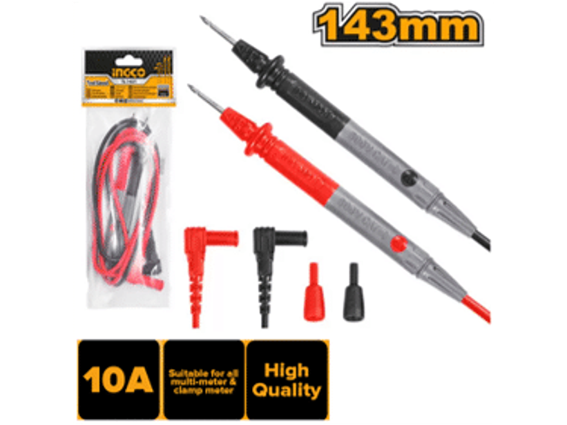 Puntas De Medición Multímetro Tester Compatible con multímetros y amperímetros – Especificaciones: – Longitud de la línea: 1,2 m – Longitud de la pluma: 143 mm – Adecuado para multímetro