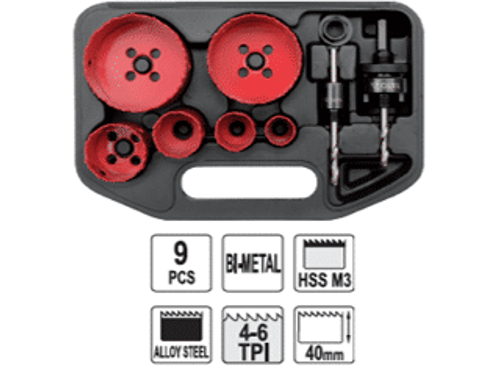 Kit de sierra copa para metal, 9 piezas
