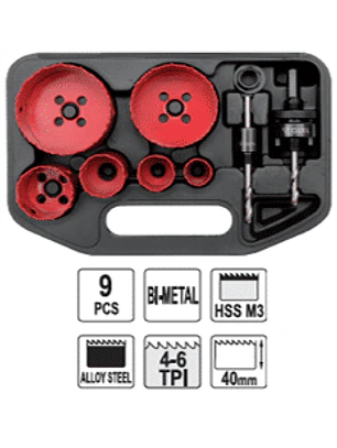 Kit de sierra copa para metal, 9 piezas